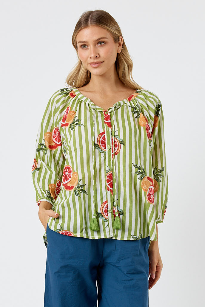 Kabana Inis Buttoned Top | EXCLUSIVE (Khaki)