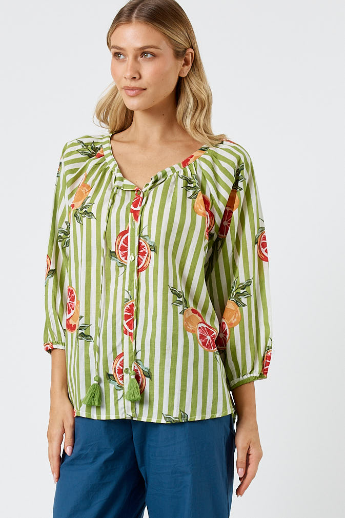 Kabana Inis Buttoned Top | EXCLUSIVE (Khaki)