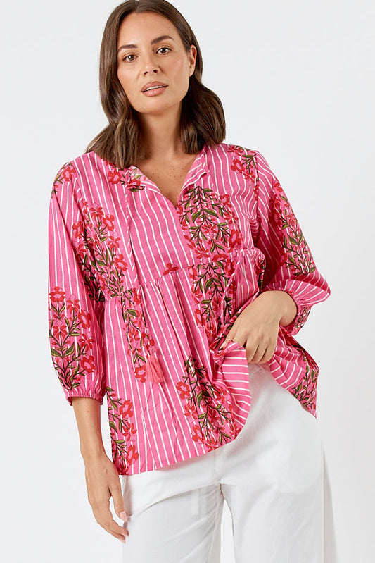 Image of a model wearing Tops. Productname: Kabana Lili Top Pink | EXCLUSIVE in Pink colour by brand - Kabana