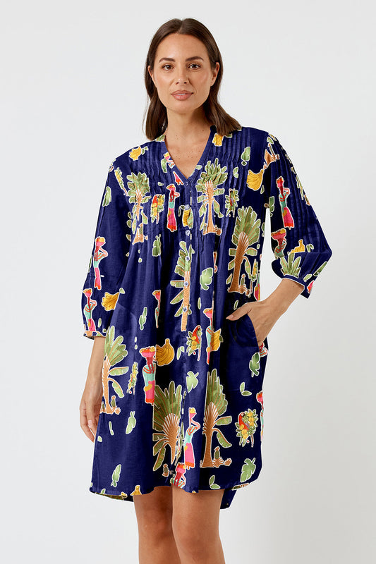 Image of Dresses. Productname: Kabana Sabrina Tuck Dress Navy | EXCLUSIVE in Navy colour by brand - Kabana