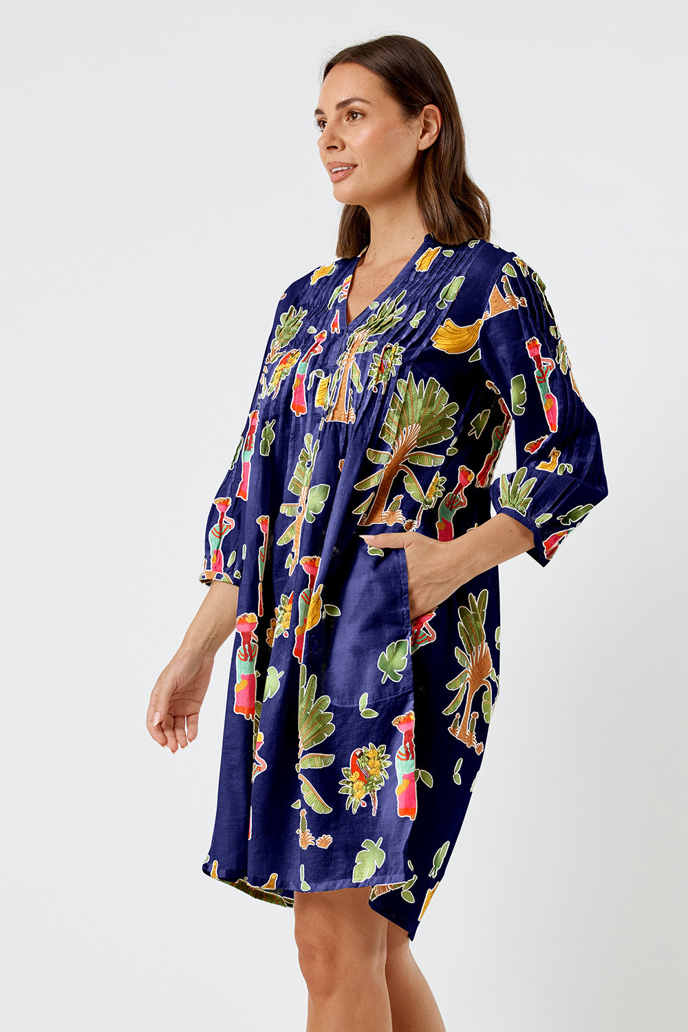Kabana Sabrina Tuck Dress | EXCLUSIVE (Navy)