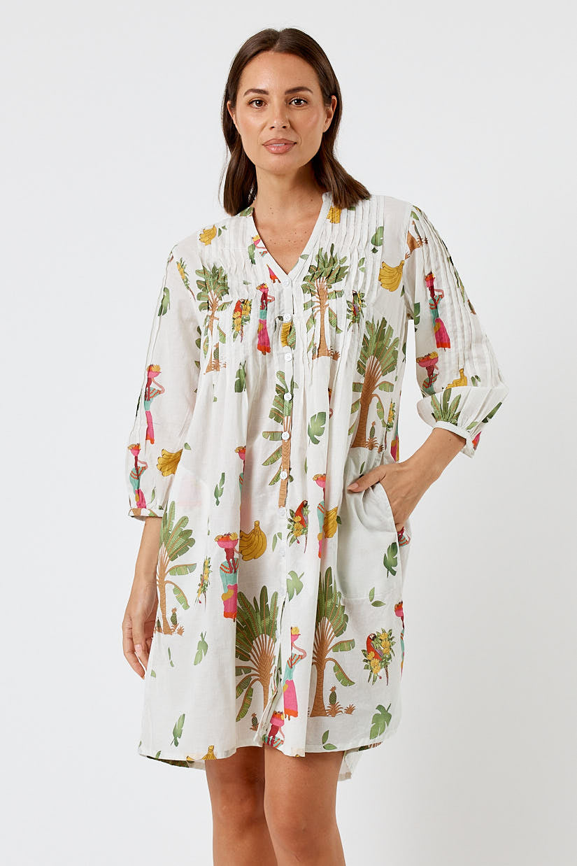 Image of Dresses. Product name - Kabana Sabrina Tuck Dress White | EXCLUSIVE in White colour by brand - Kabana