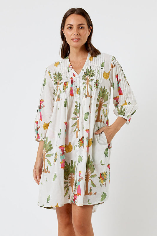 Image of Dresses. Product name - Kabana Sabrina Tuck Dress White | EXCLUSIVE in White colour by brand - Kabana