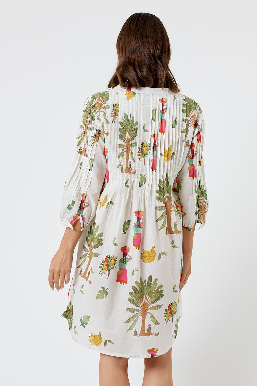 Kabana Sabrina Tuck Dress | EXCLUSIVE (White)