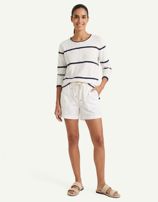 Little Lies Kaia Knit Top (White/Navy Stripe)