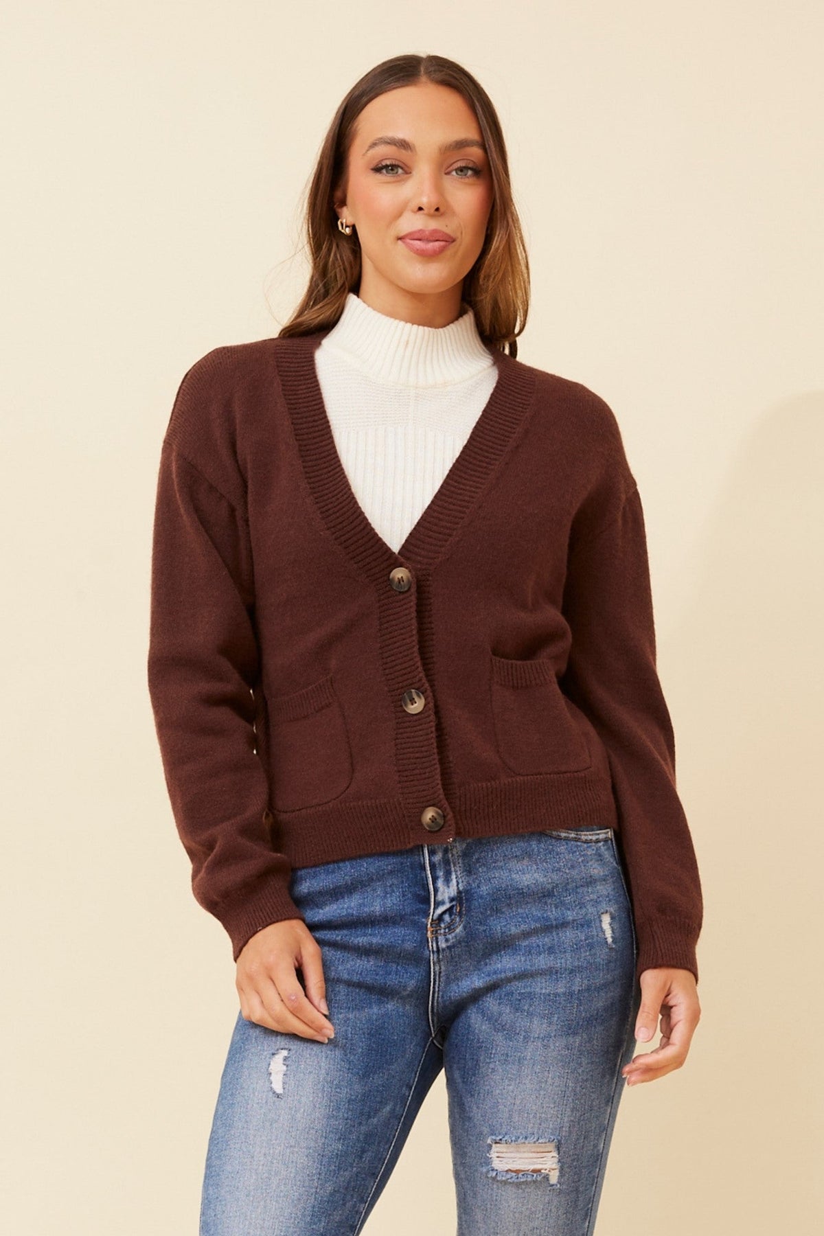 QUINZEL KNIT CARDIGAN (Chocolate)