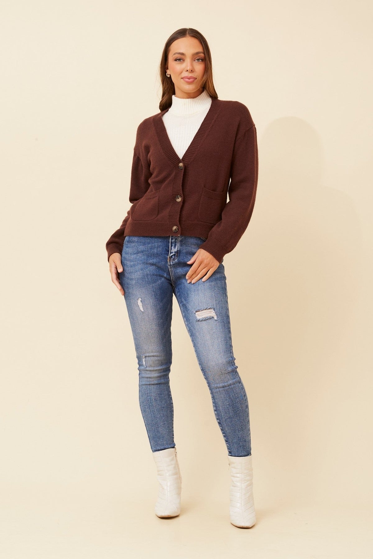 QUINZEL KNIT CARDIGAN (Chocolate)