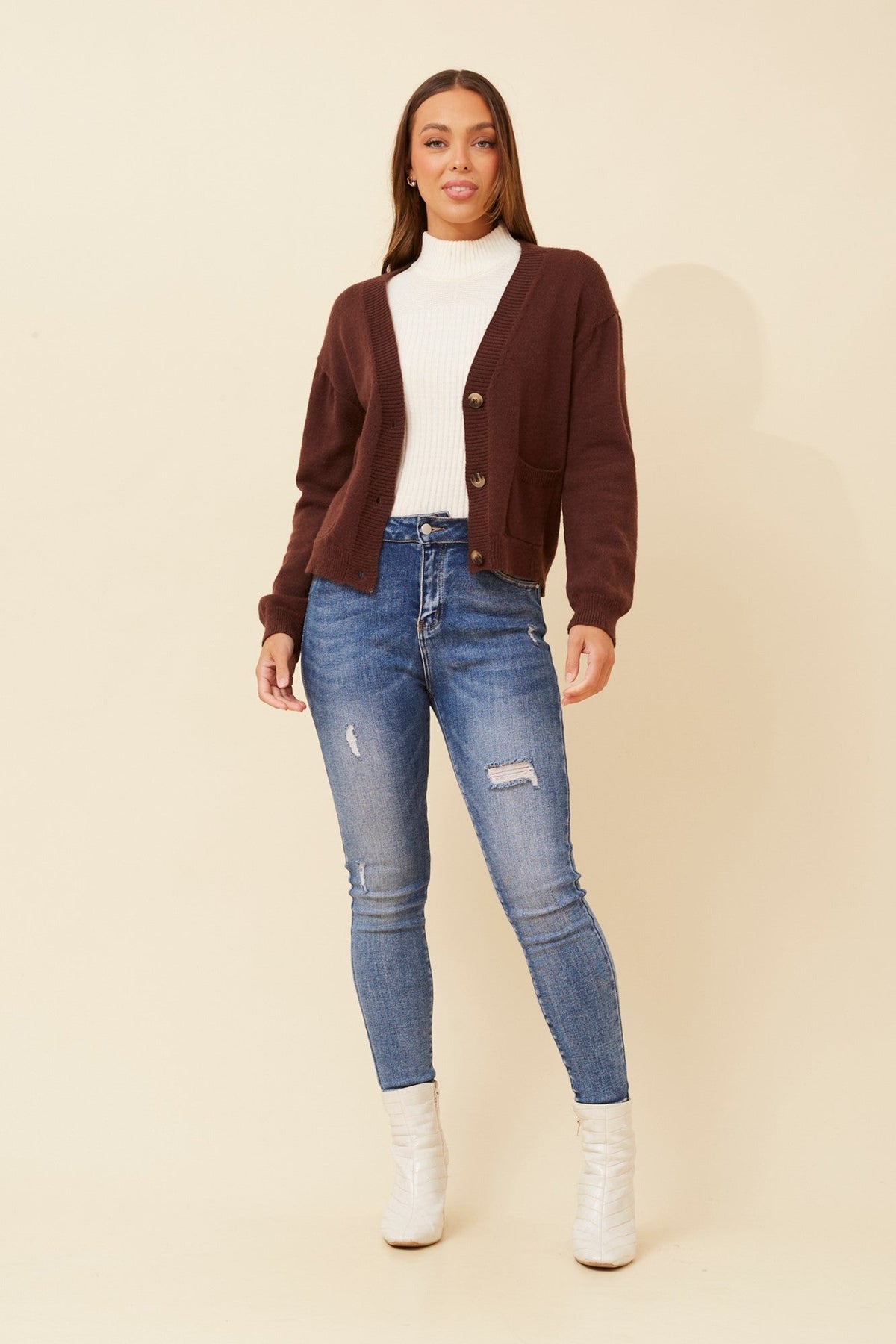 QUINZEL KNIT CARDIGAN (Chocolate)