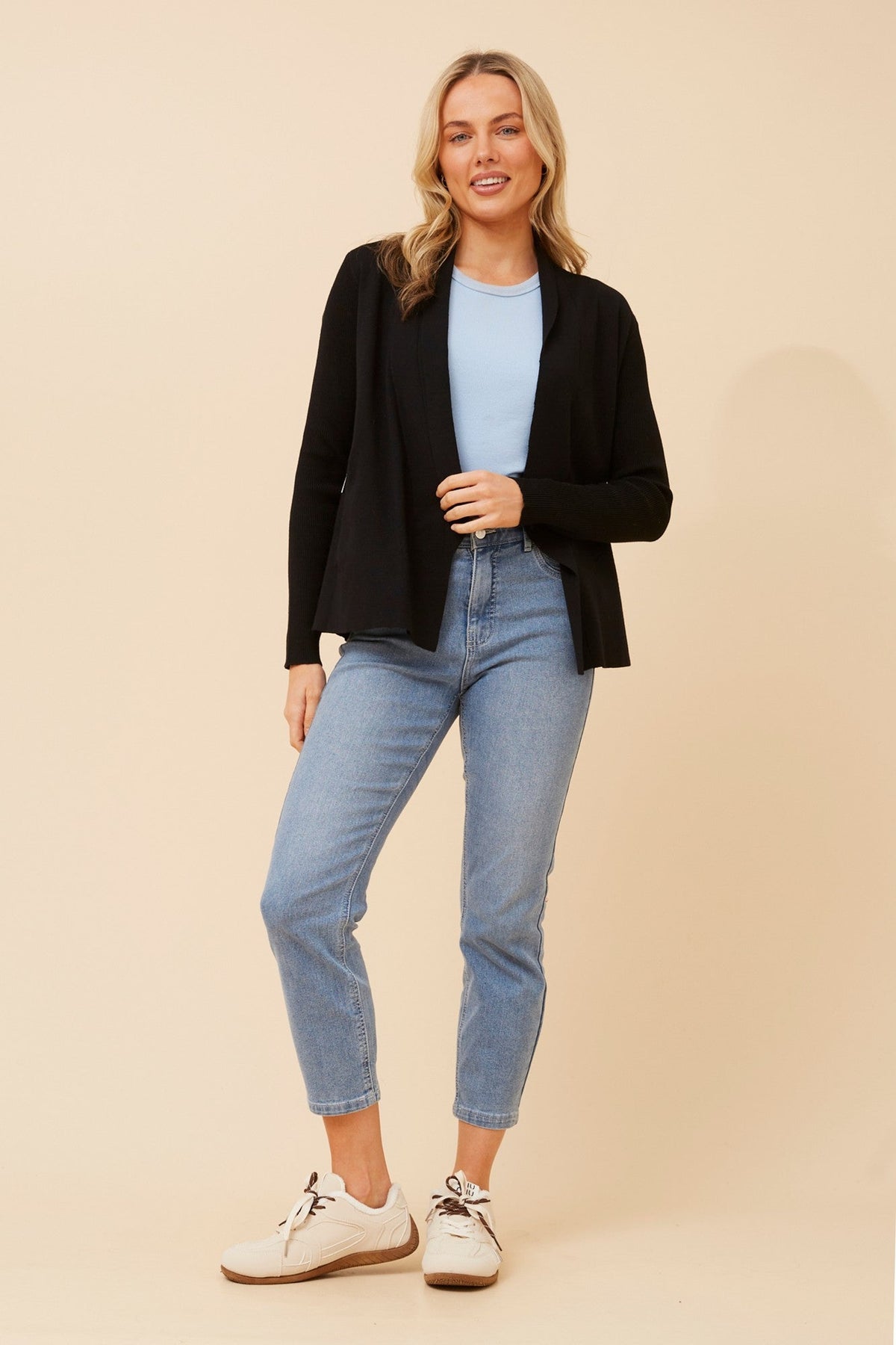 CASPIA SOLID KNIT CARDIGAN (Black)