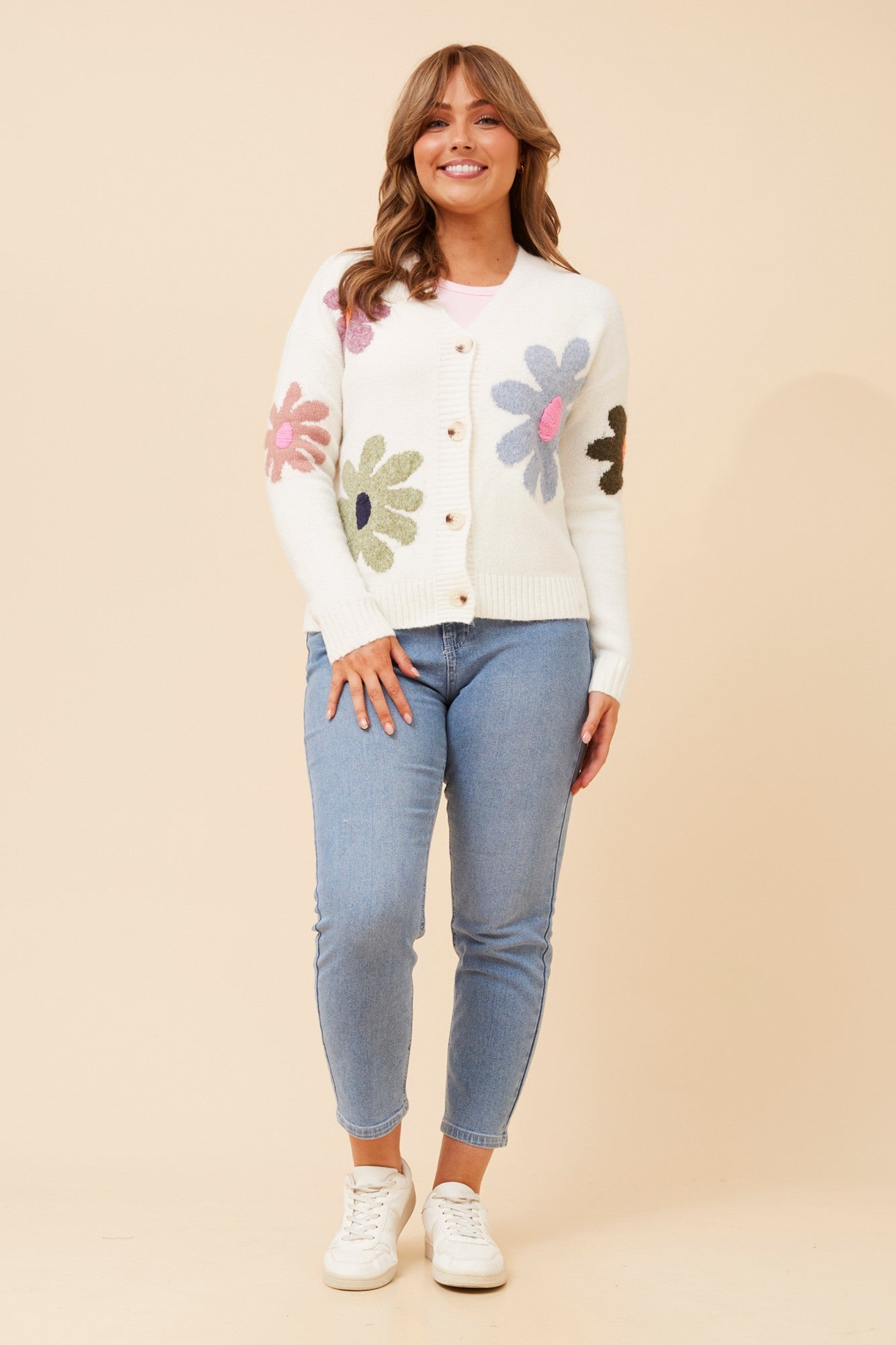 THEODORA FLORAL PRINT KNIT CARDIGAN (Ivory)
