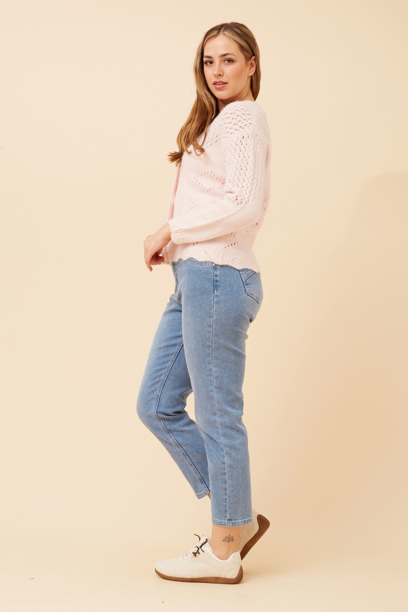 ELIDI SOLID KNIT CARDIGAN (Light Grey Marl)