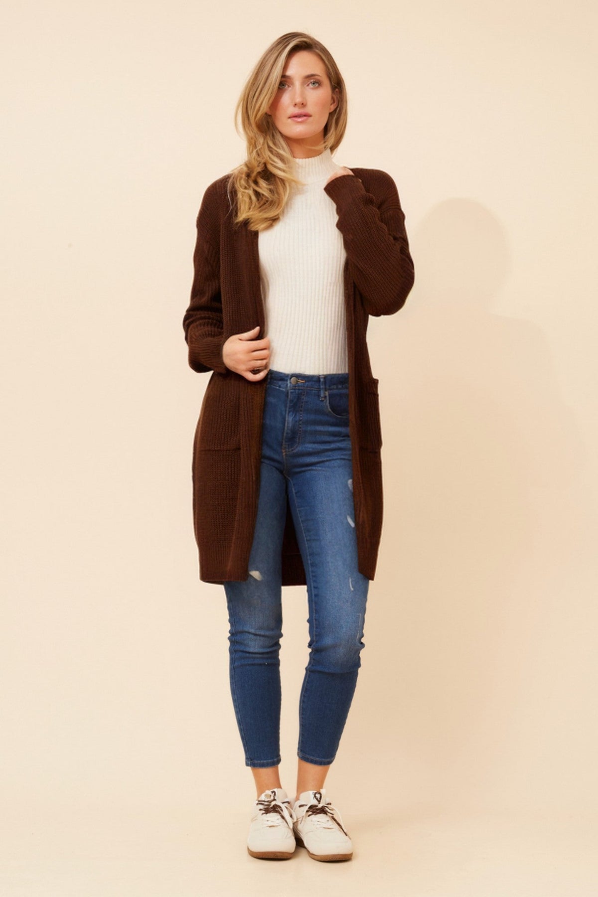 MALIAH SOLID KNIT CARDIGAN (Teal)