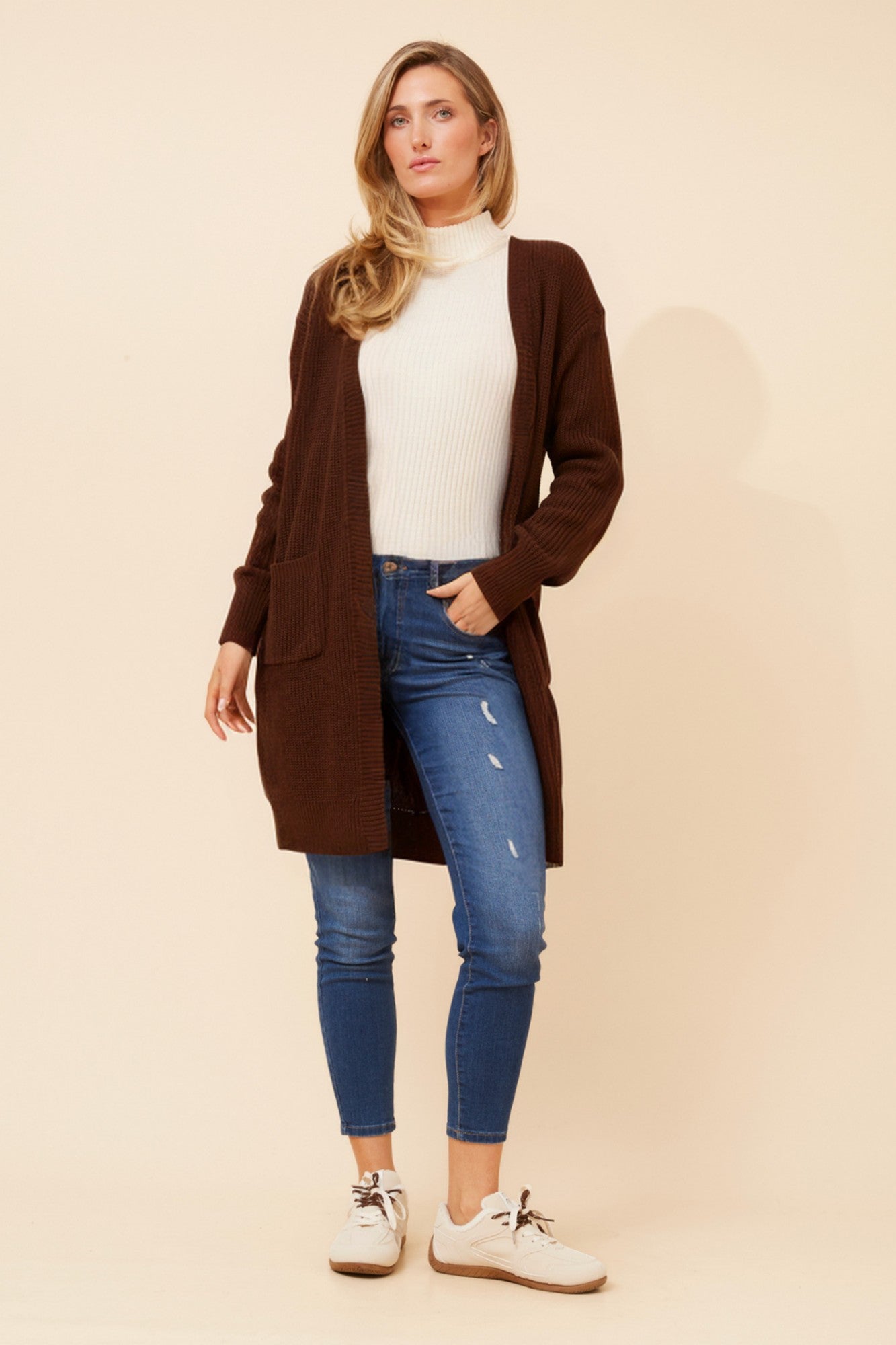 MALIAH SOLID KNIT CARDIGAN (Teal)
