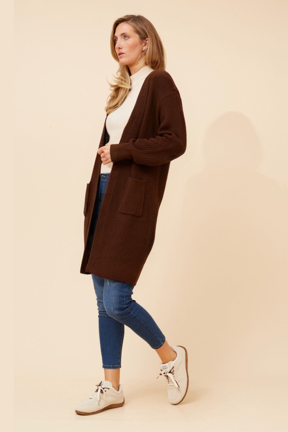 Caroline Morgan Australia MALIAH SOLID KNIT CARDIGAN (Chocolate)