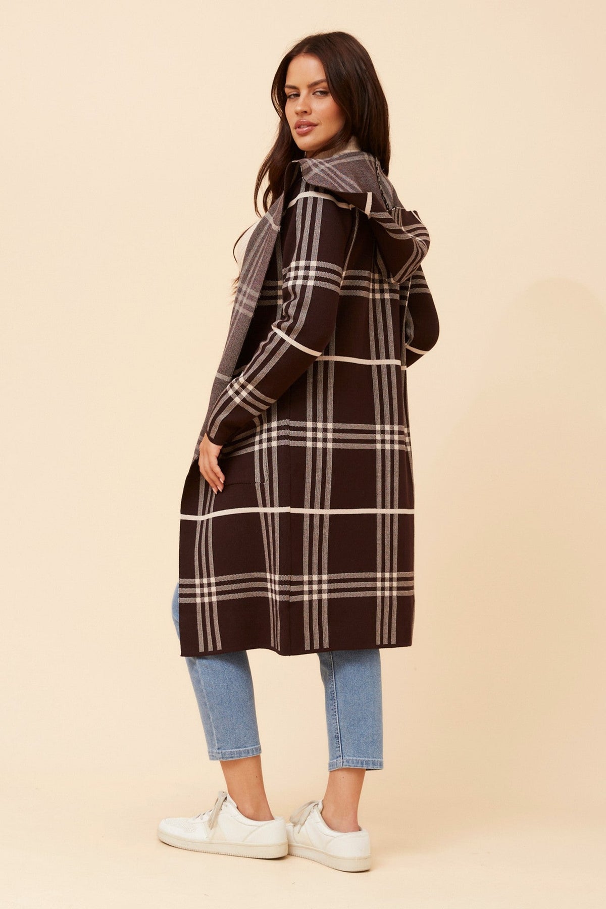 TORONTO CHECK PRINT KNIT CARDIGAN (Navy)