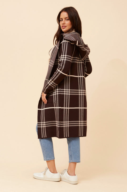 TORONTO CHECK PRINT KNIT CARDIGAN (Navy)