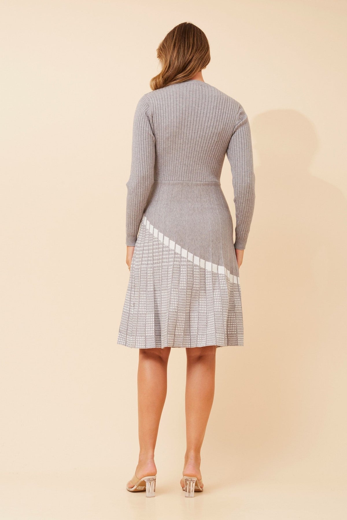 HURST PLEATED KNIT DRESS (Greymarl)