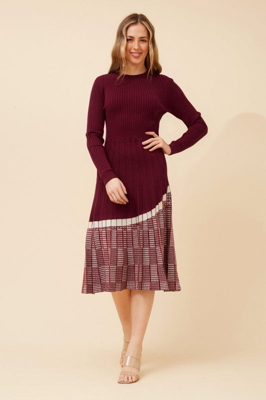 Image of Dresses. Product name - HURST PLEATED KNIT DRESS in Red Dahlia colour by brand - Stella