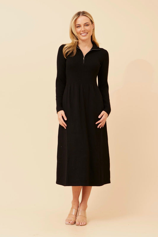 Caroline Morgan Australia DUSTINE BABYDOLL KNIT DRESS (Black)