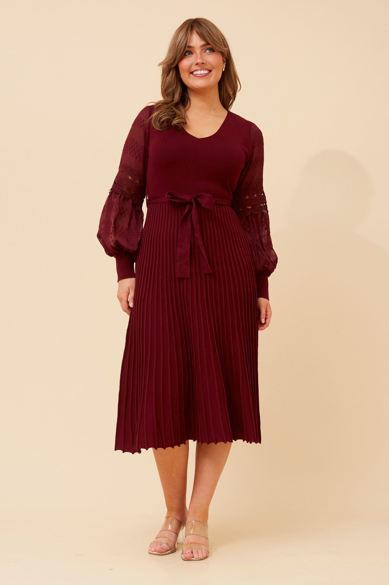OLA LANTERN SLEEVE KNIT DRESS (Black)