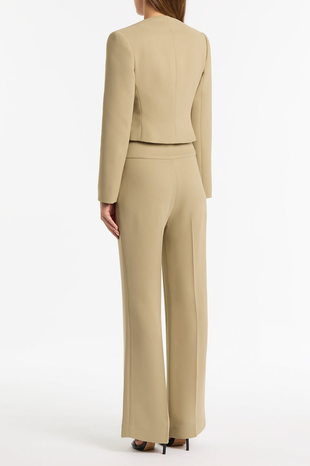 Carla Zampatti Kelp Crepe Cropped Jacket (Green)