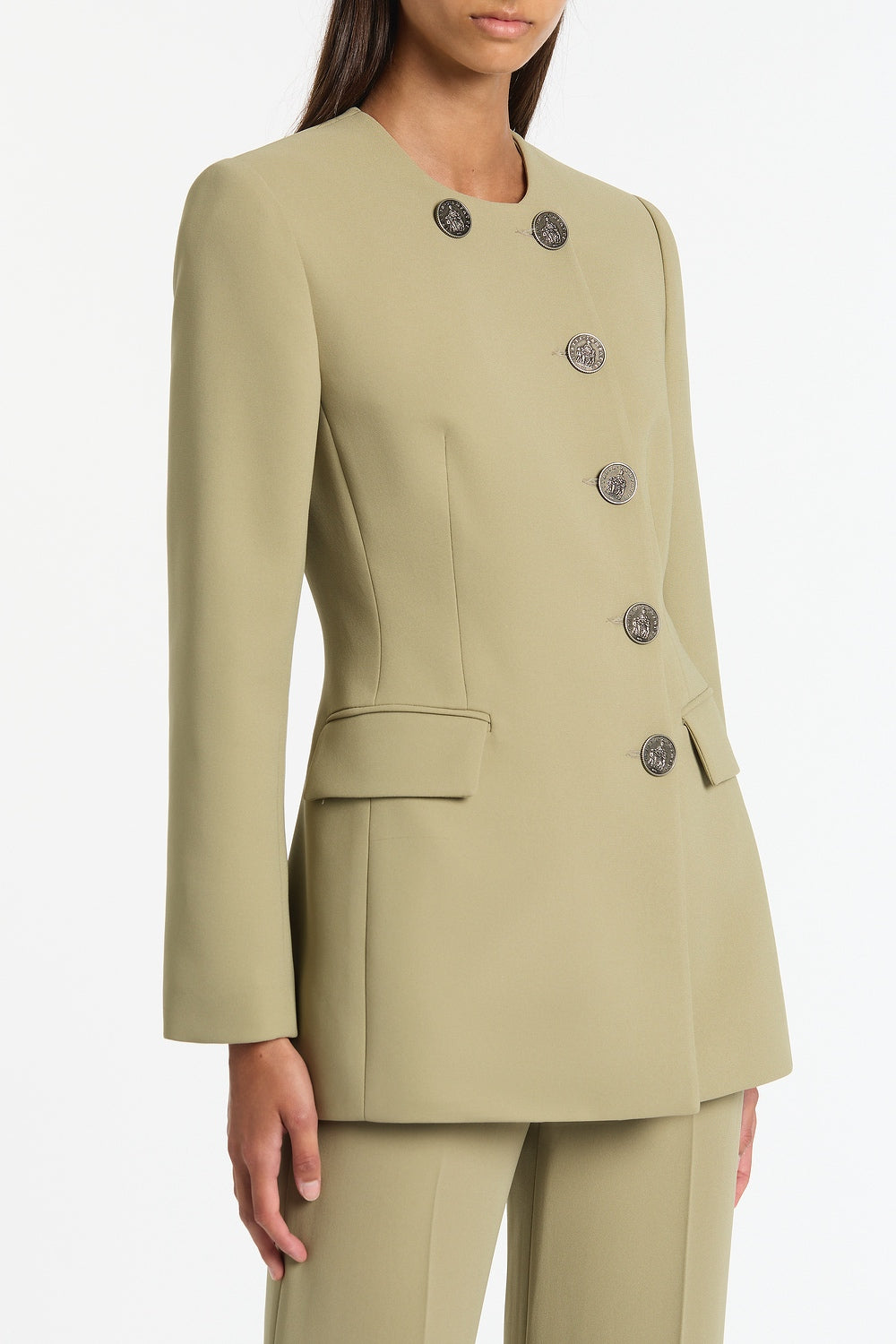 Carla Zampatti Kelp Crepe Moneta Blazer (Green)