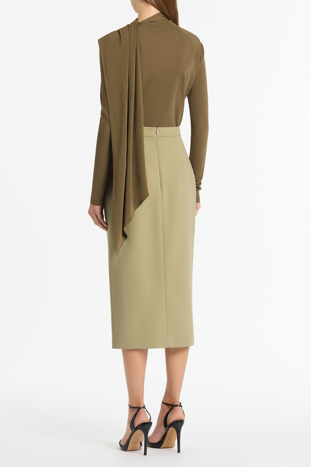 Carla Zampatti Kelp Crepe Moneta Skirt (Green)