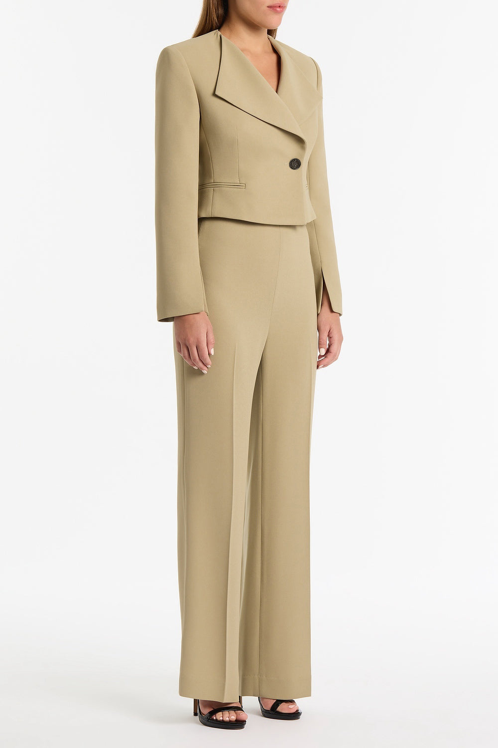 Carla Zampatti Kelp Crepe Cropped Jacket (Green)