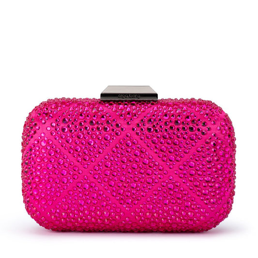 Image of Bags. Productname: KEREN Diamond Hotfix Clutch in Fuchsia colour by brand - Olga Berg
