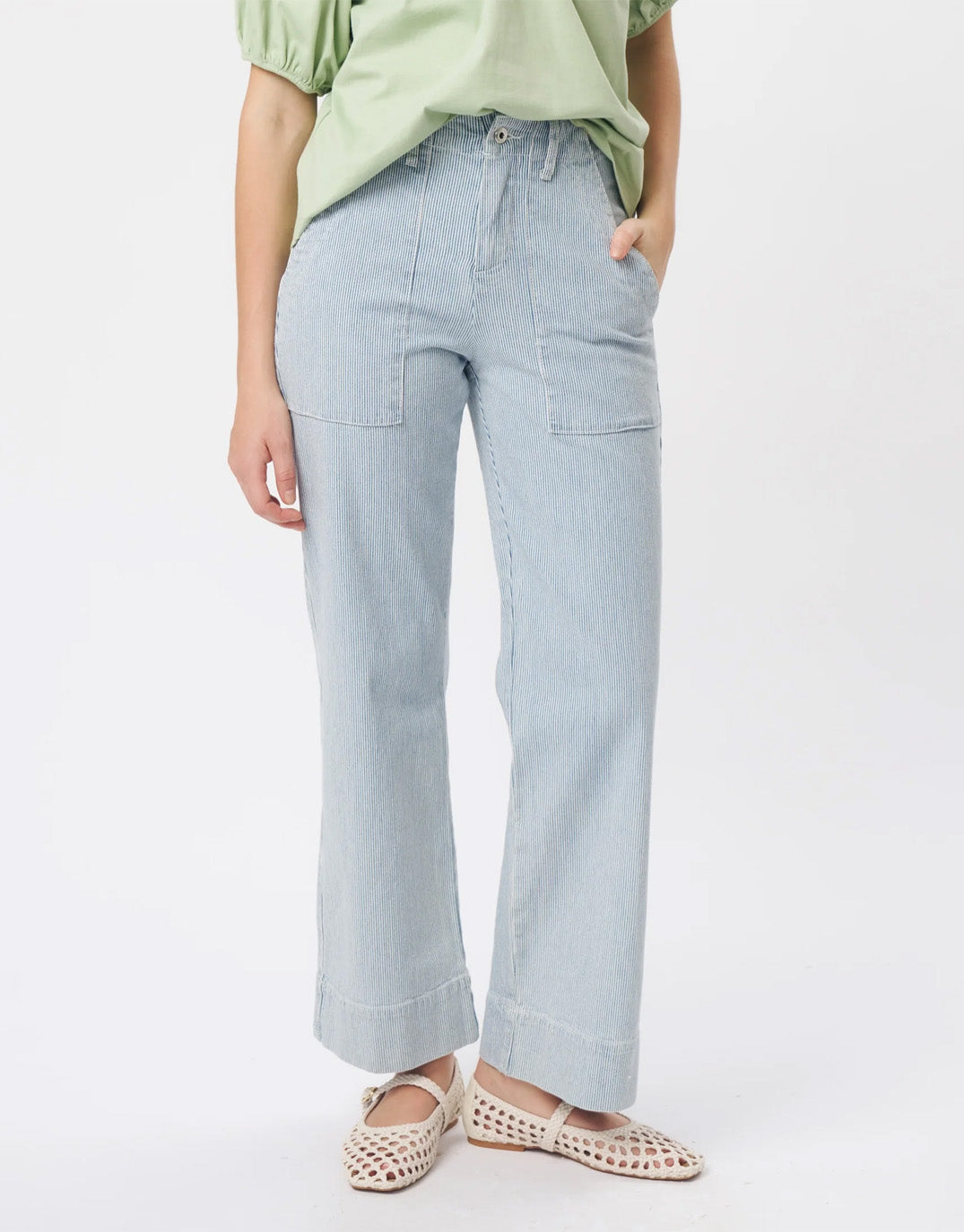 Image of Jeans. Product name - Celeste Jean Blue & White Stripe in Blue White Stipe colour by brand - Kireina