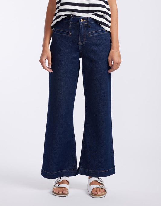 Image of Jeans. Product name - Freya Wide Leg Jeans Indigo in Indigo colour by brand - Kireina
