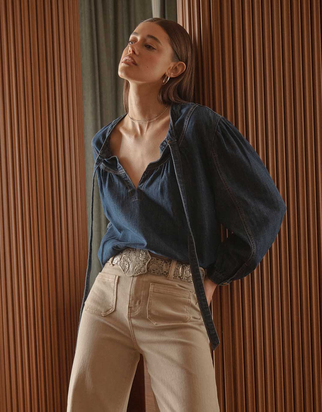 Image of Shirts. Product name - Kelly Shirt Palisade Blue in Palisade Blue colour by brand - Kireina