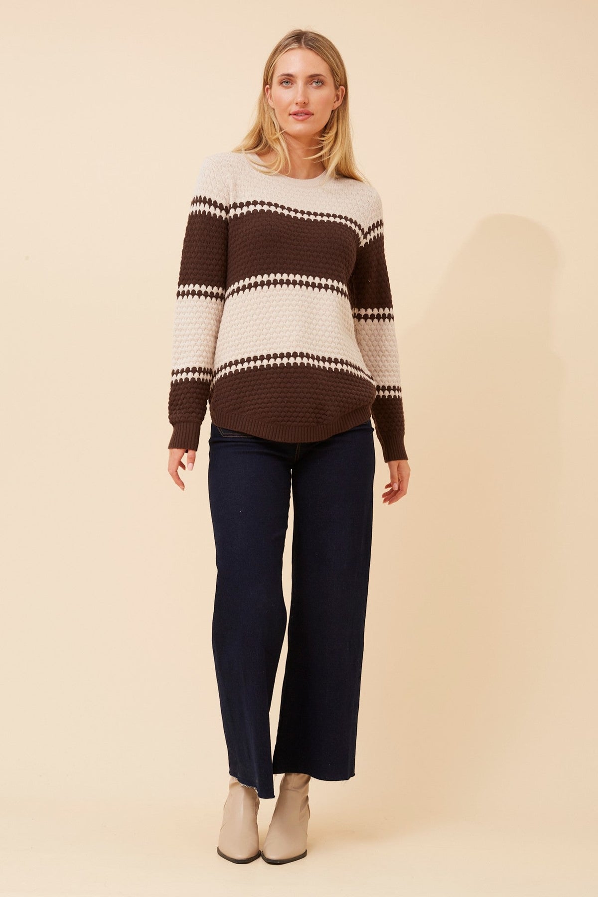 BRAY STRIPED KNIT PULLOVER (Rosewood)