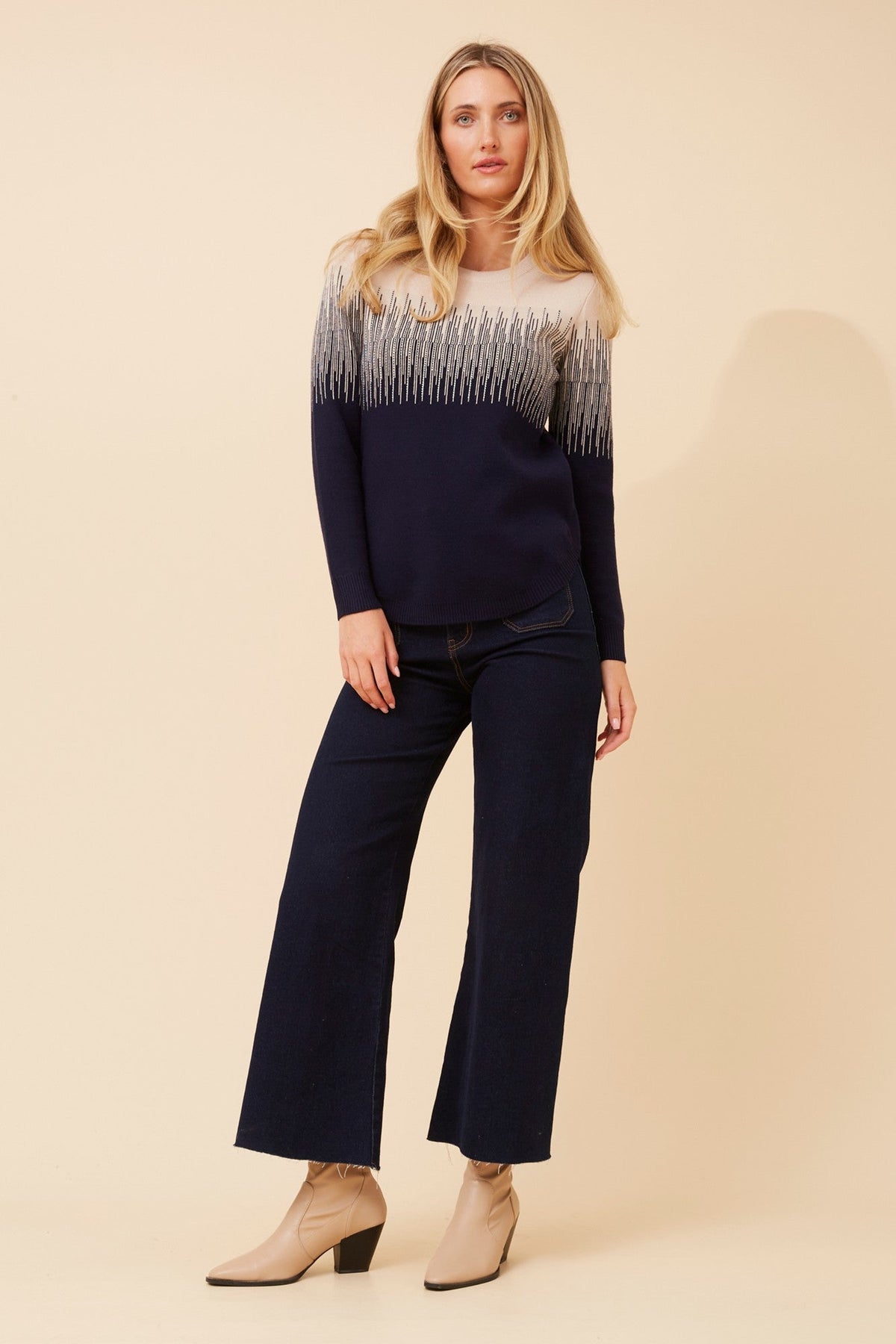 OTIS DIAMANTE KNIT PULLOVER (Navy)