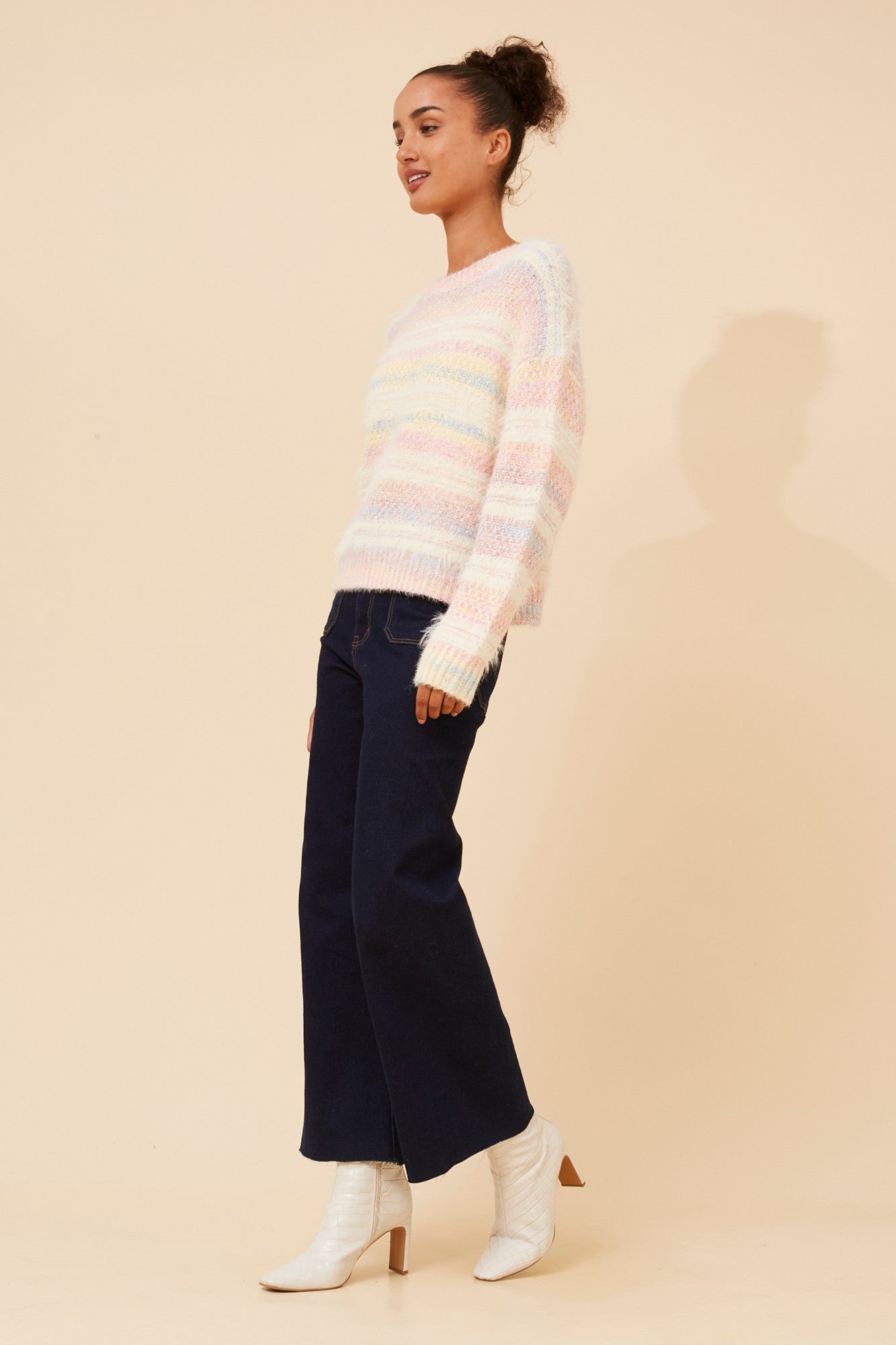 LUMIRA STRIPE KNIT PULLOVER (Blue)
