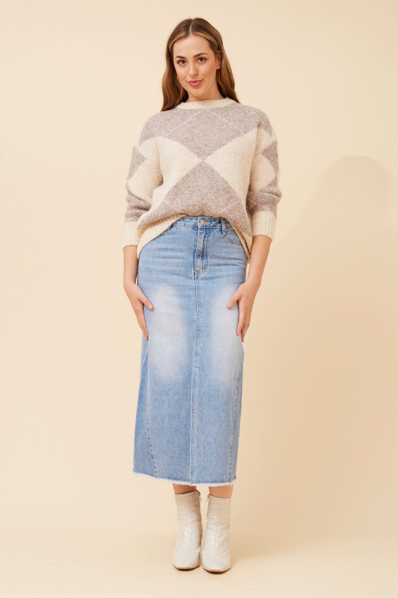 ANARA WOOL BLEND KNIT PULLOVER (Clay)