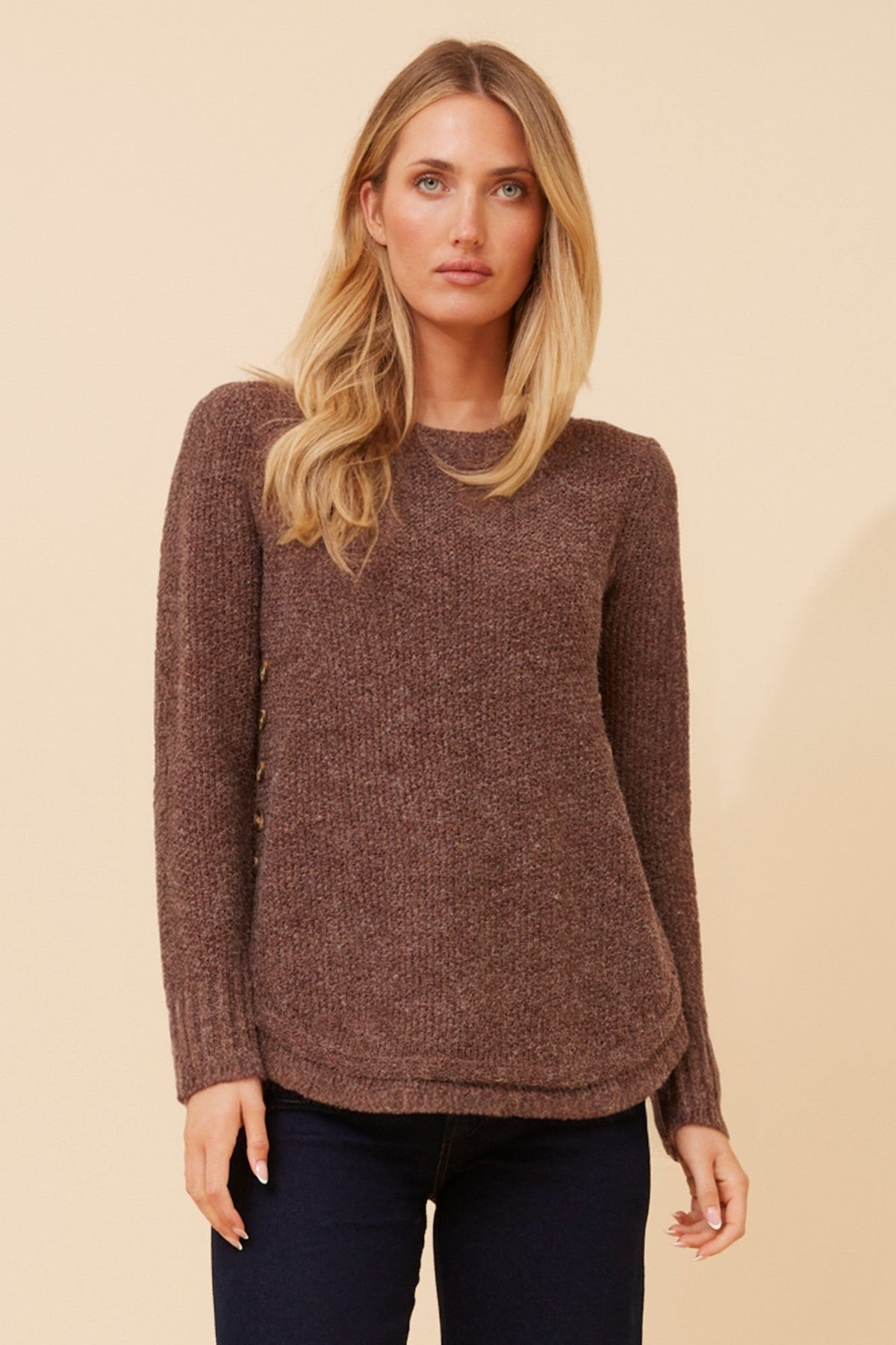HILLARY SOLID KNIT PULLOVER (Real Black)