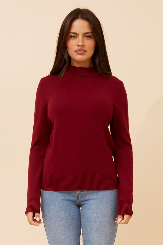Caroline Morgan Australia PETUNIA TURTLE NECK KNIT PULLOVER (Burgundy)