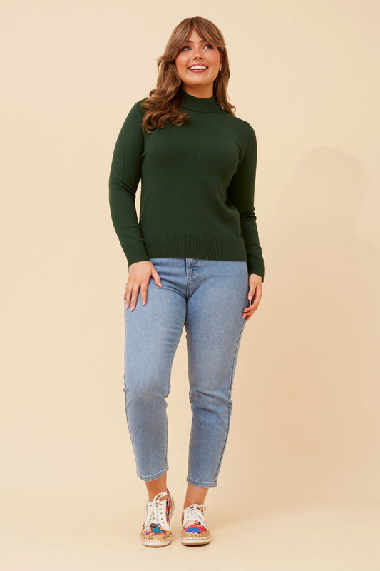 Caroline Morgan Australia PETUNIA TURTLE NECK KNIT PULLOVER (Emerald)