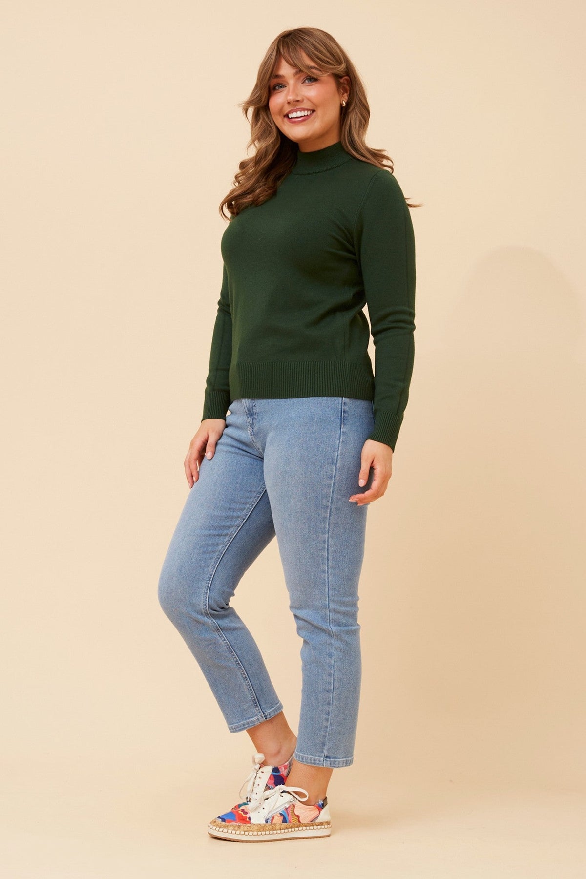 Caroline Morgan Australia PETUNIA TURTLE NECK KNIT PULLOVER (Emerald)