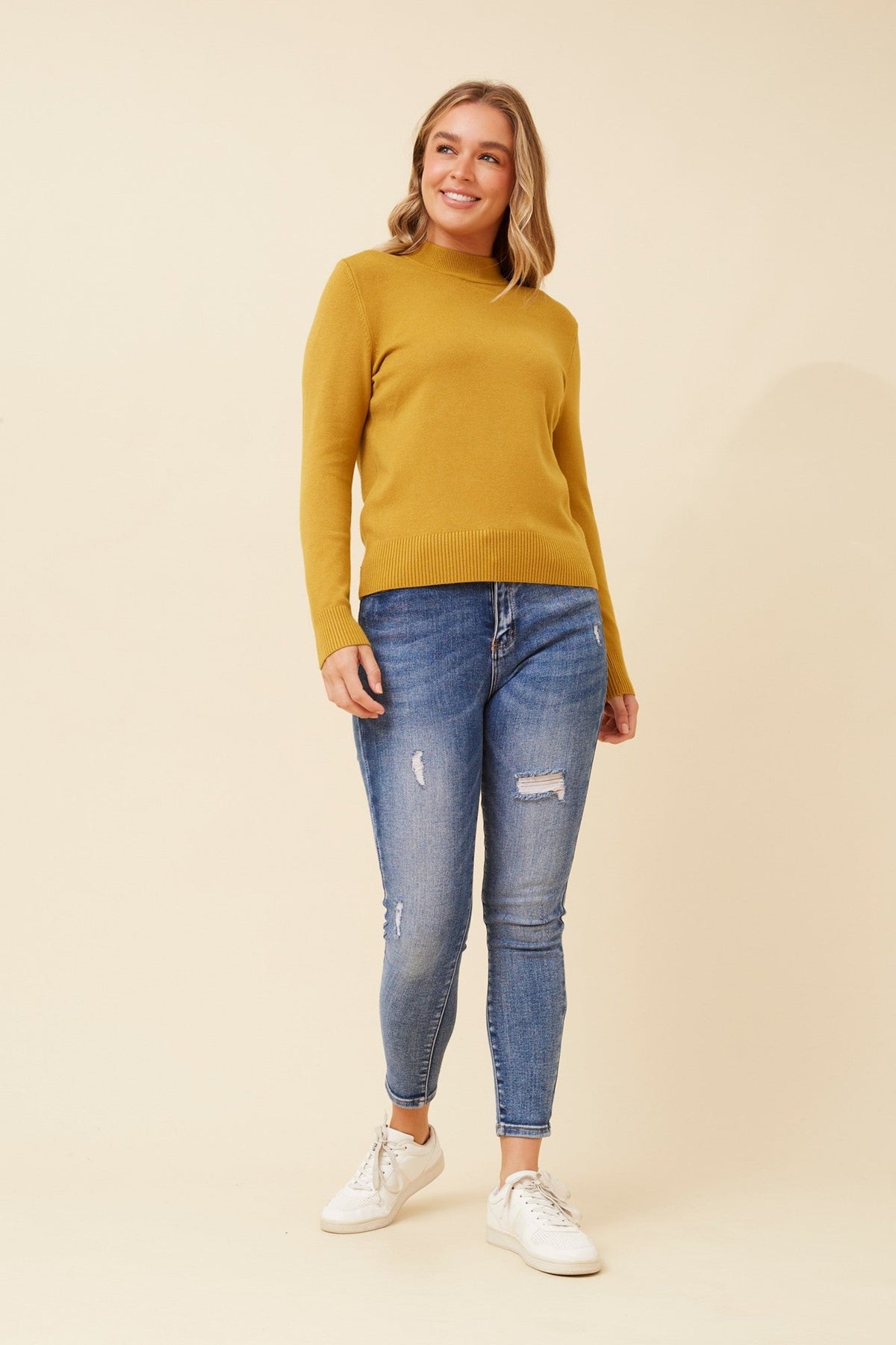 Caroline Morgan Australia PETUNIA TURTLE NECK KNIT PULLOVER (Mustard)