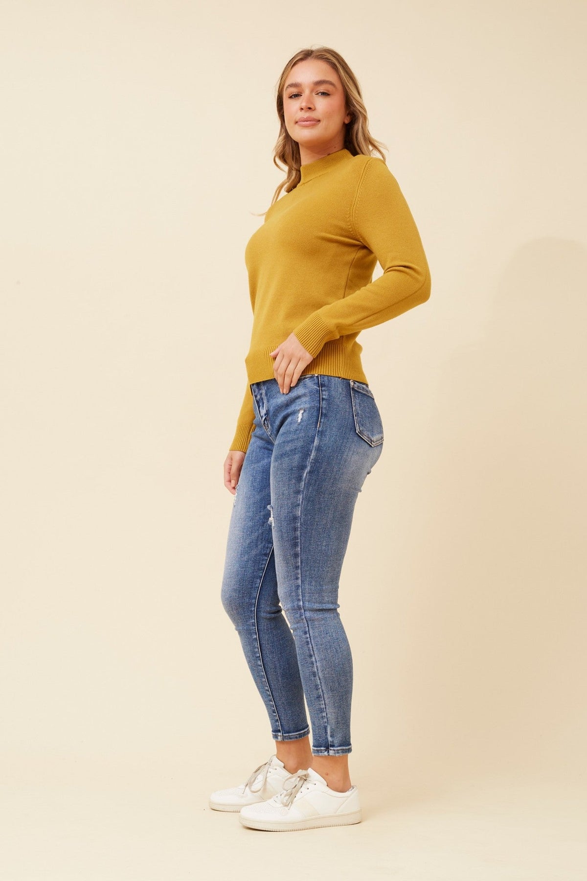 Caroline Morgan Australia PETUNIA TURTLE NECK KNIT PULLOVER (Mustard)
