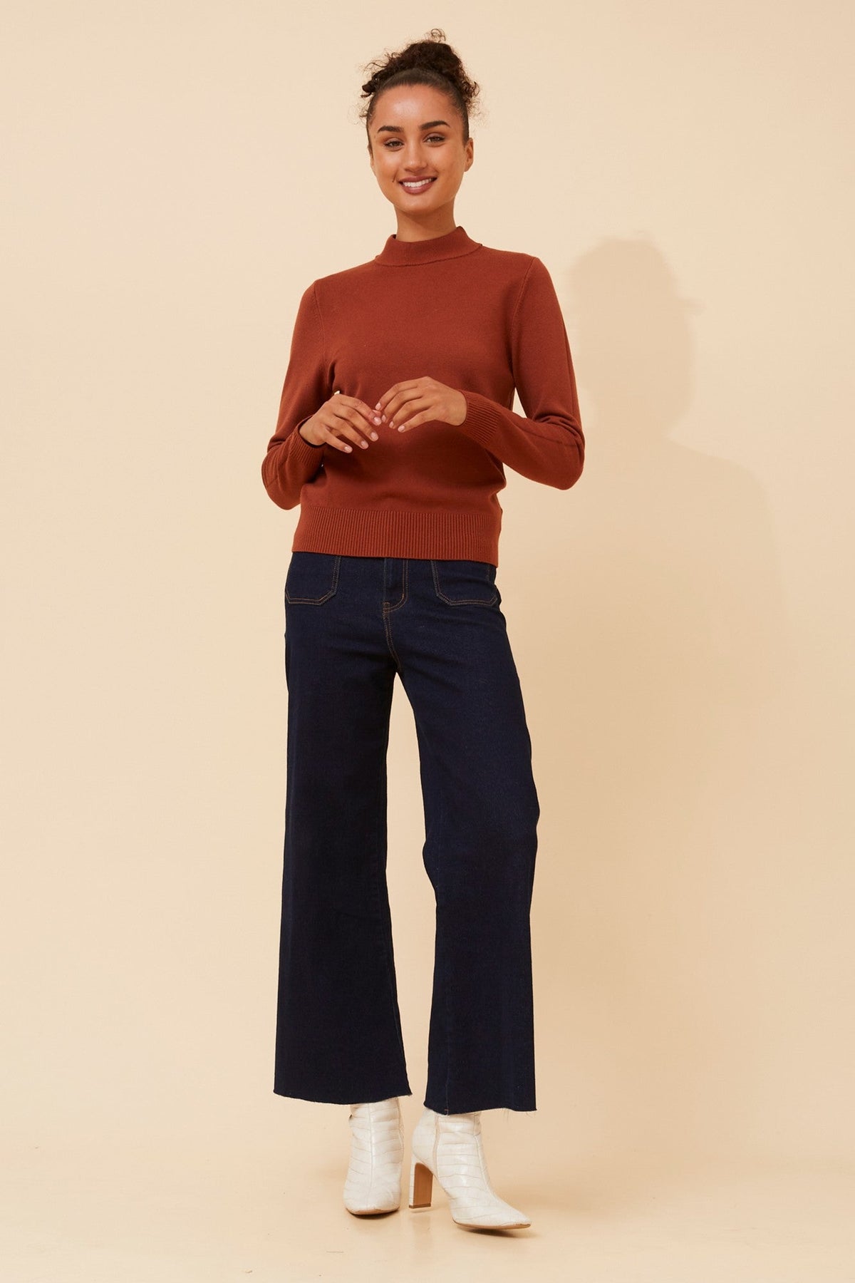 Caroline Morgan Australia PETUNIA TURTLE NECK KNIT PULLOVER (Rust)