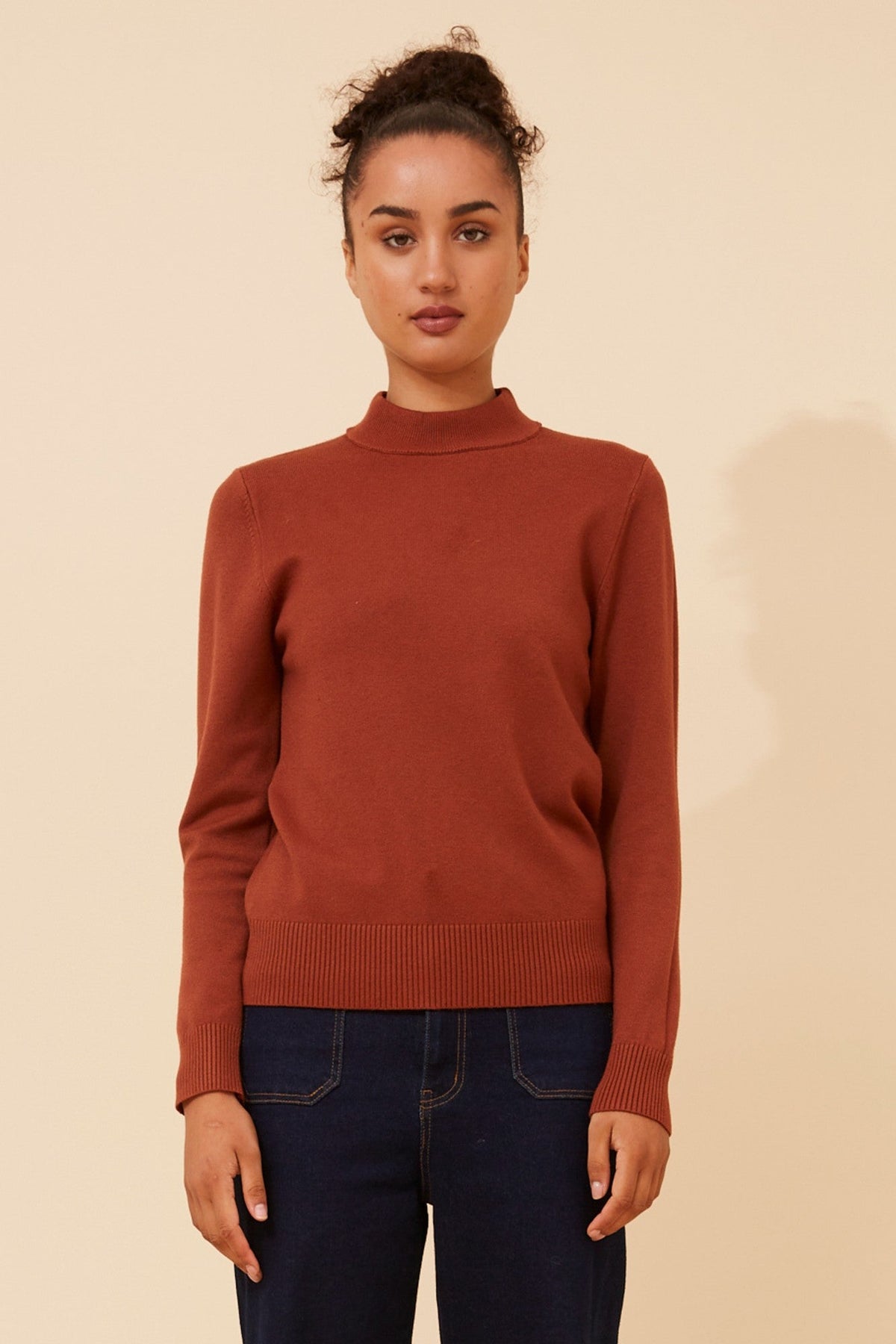 Caroline Morgan Australia PETUNIA TURTLE NECK KNIT PULLOVER (Rust)
