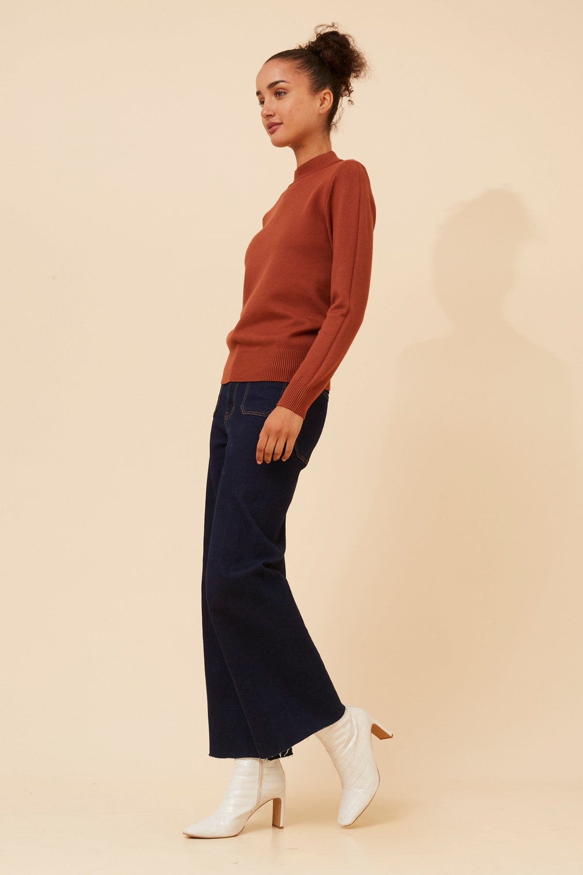 Caroline Morgan Australia PETUNIA TURTLE NECK KNIT PULLOVER (Rust)