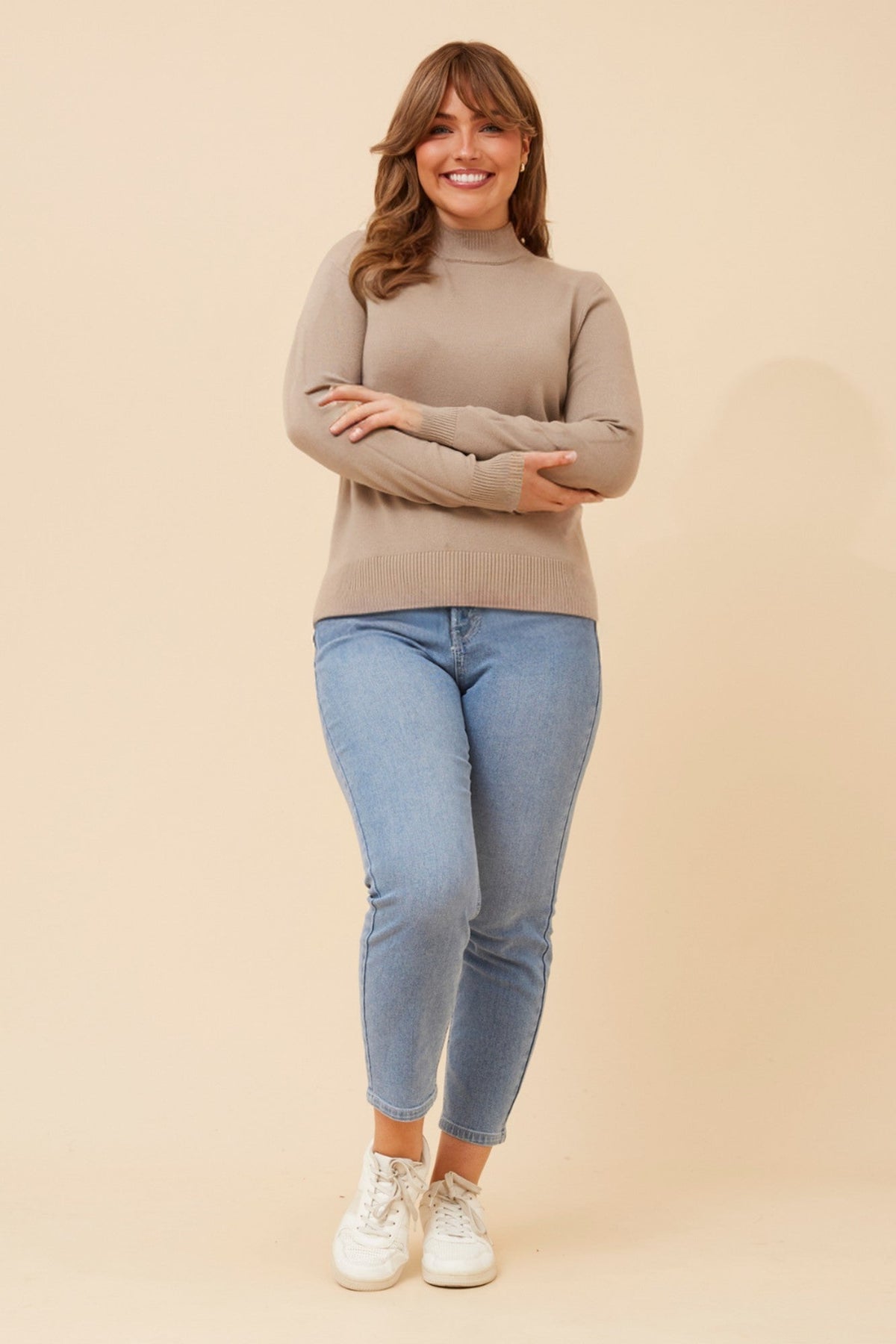 Caroline Morgan Australia PETUNIA TURTLE NECK KNIT PULLOVER (Taupe)