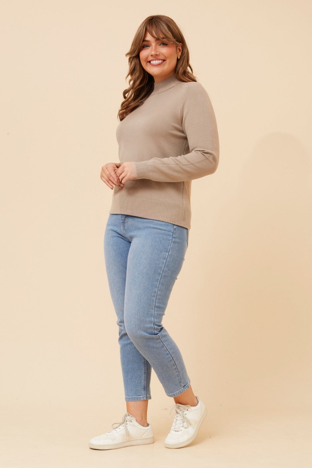 Caroline Morgan Australia PETUNIA TURTLE NECK KNIT PULLOVER (Taupe)