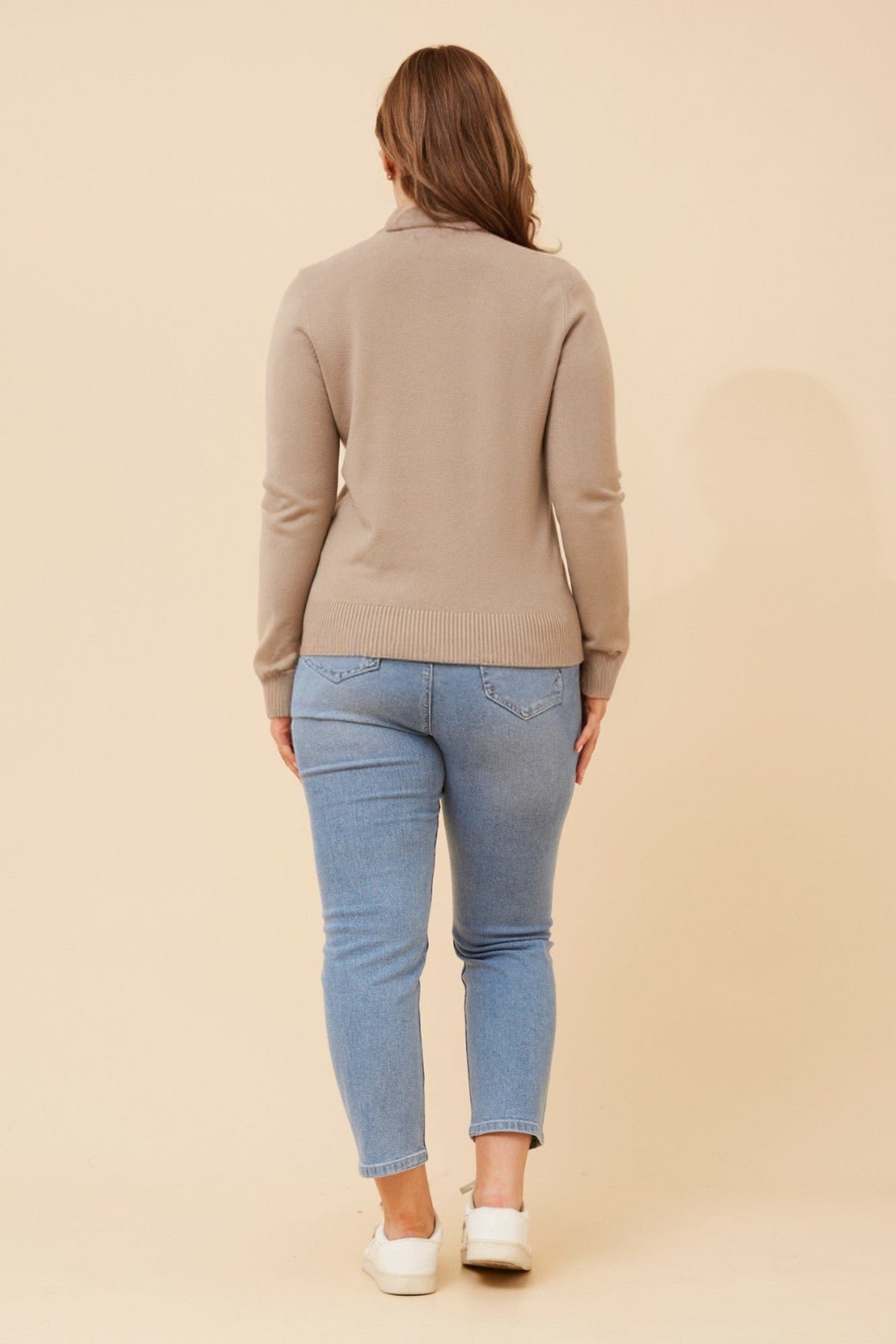 Caroline Morgan Australia PETUNIA TURTLE NECK KNIT PULLOVER (Taupe)