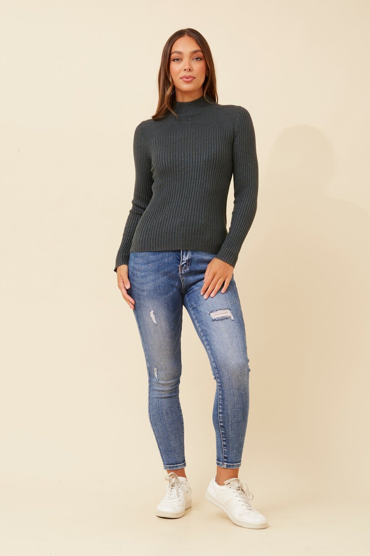 Caroline Morgan Australia JUNE SOLID KNIT JUMPER (Pavement)