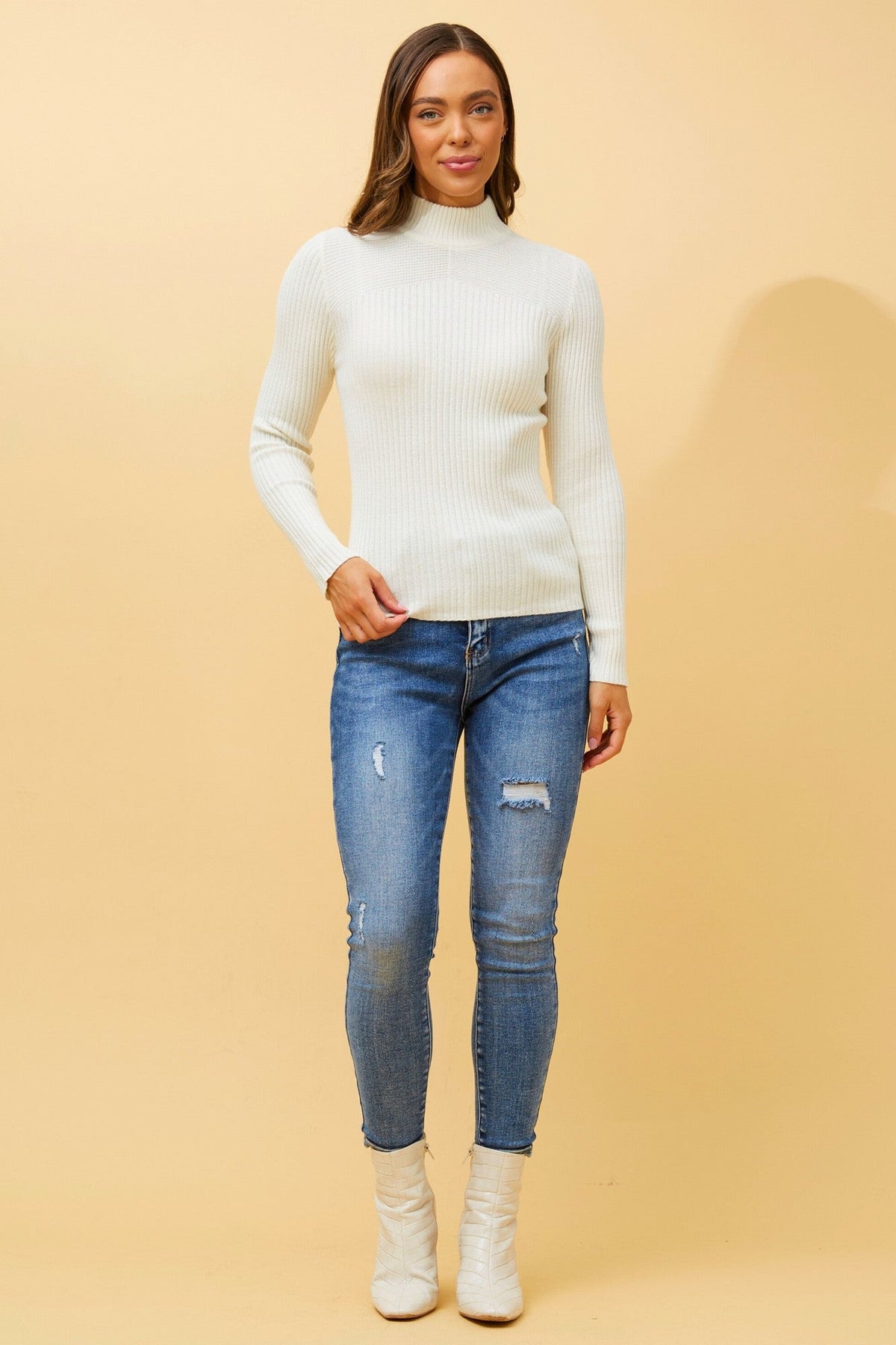 Caroline Morgan Australia JUNE SOLID KNIT JUMPER (White)